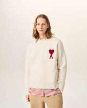 MAGLIONE GIROCOLLO AMI DE CŒUR IN LANA NATURALE AMI PARIS