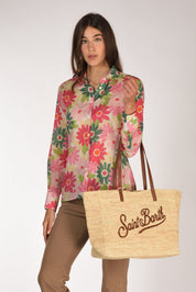 BORSA RAFFIA CON LOGO RICAMATO SAINT BARTH