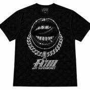 T-SHIRT TEE GRILLZ BLACK LIPS ARTSUPERMONEY