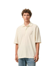 POLO IN COTONE PANNA CON INSERTI IN MAGLIA AMI DE COEUR AMI PARIS