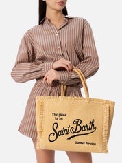 BORSA A SPALLA VANITY EFFETTO PAGLIA BEIGE SAINT BARTH