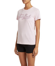 T-SHIRT EMILIE ROSA CON LOGO IN STRASS