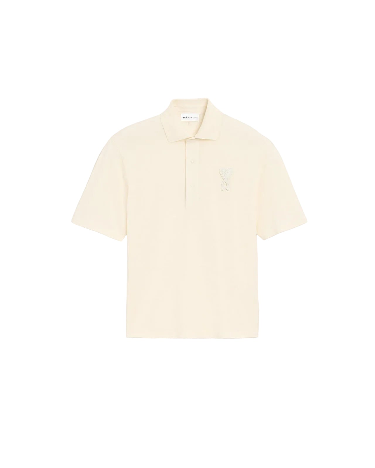 POLO IN COTONE PANNA CON INSERTI IN MAGLIA AMI DE COEUR AMI PARIS
