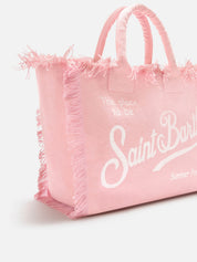BORSA VANITY REGULAR ROSA IN CANVAS CON FRANGE SAINT BARTH