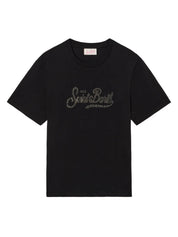 T-SHIRT EMILIE NERA CON LOGO IN STRASS