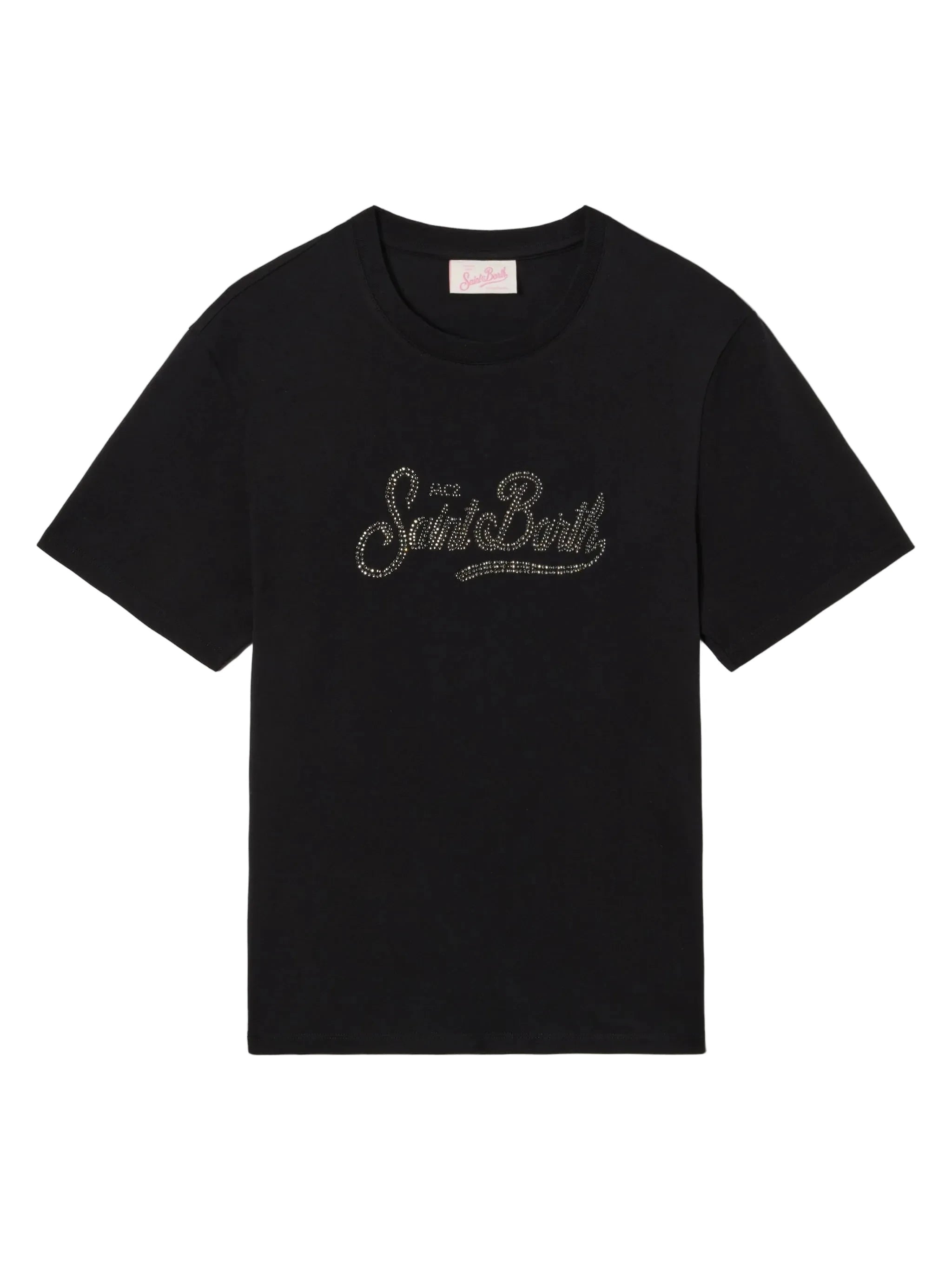 T-SHIRT EMILIE NERA CON LOGO IN STRASS