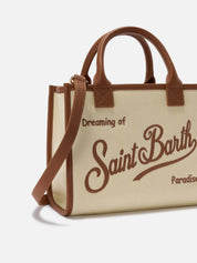 BORSA VANITY MEDIUM IN CANVAS E PELLE MARTELLATA SAINT BARTH