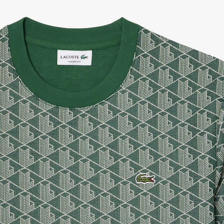 T-shirt slim fit con monogramma jacquard LACOSTE