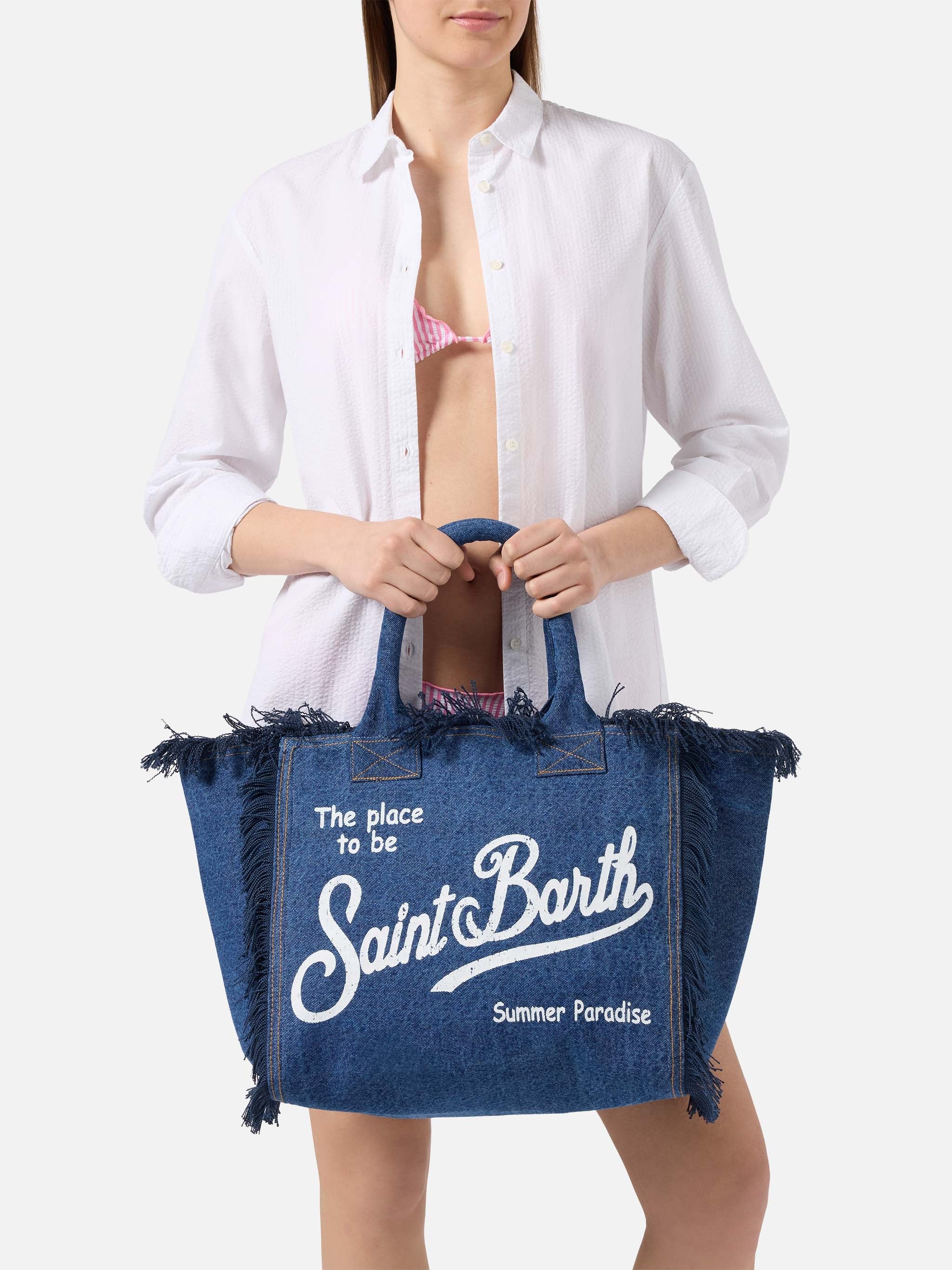 BORSA VANITY REGULAR IN DENIM LAVAGGIO SCURO SAINT BARTH