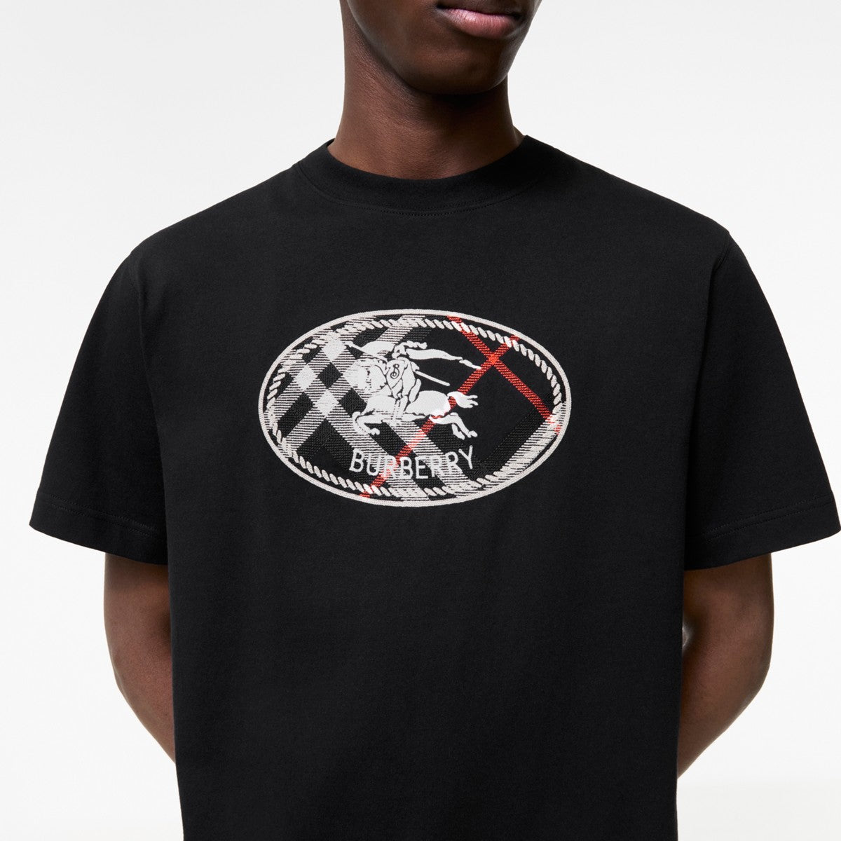 T-shirt in cotone Check con Knight Stamp Burberry