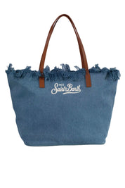 BORSA SHOPPER CITY MEDIUM IN TESSUTO DENIM CON FRANGE SAINT BARTH