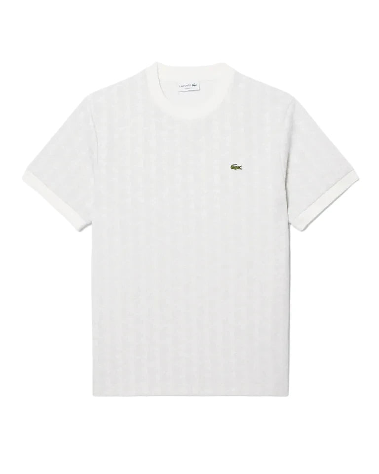 T-shirt slim fit con monogramma jacquard LACOSTE
