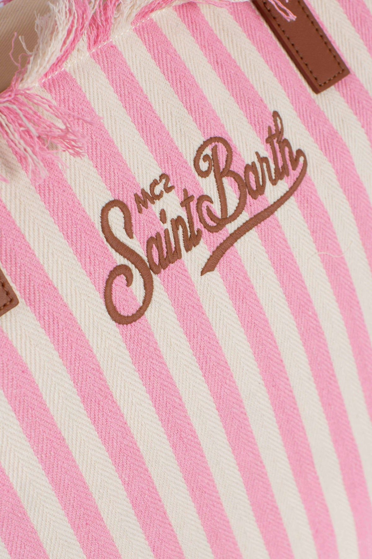 BORSA SHOPPER CITY  IN TESSUTO BIANCA E ROSA CON FRANGE SAINT BARTH