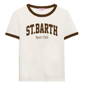 T-SHIRT EMILIE STRING BIANCA CON STAMPA SPORT CLUB