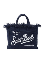 BORSA A SPALLA VANITY IN CANVAS DI COTONE BLUE NAV SAINT BARTH