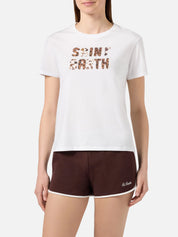 T-SHIRT EMILIE BIANCA CON PATCH LOGO ANIMALIER RICAMATA
