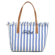Borsa City Bag Mid Fringe Micro Stripes blu Saint Barth