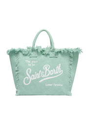 BORSA A SPALLA VANITY IN CANVAS DI COTONE VERDE SALVIA SAINT BARTH
