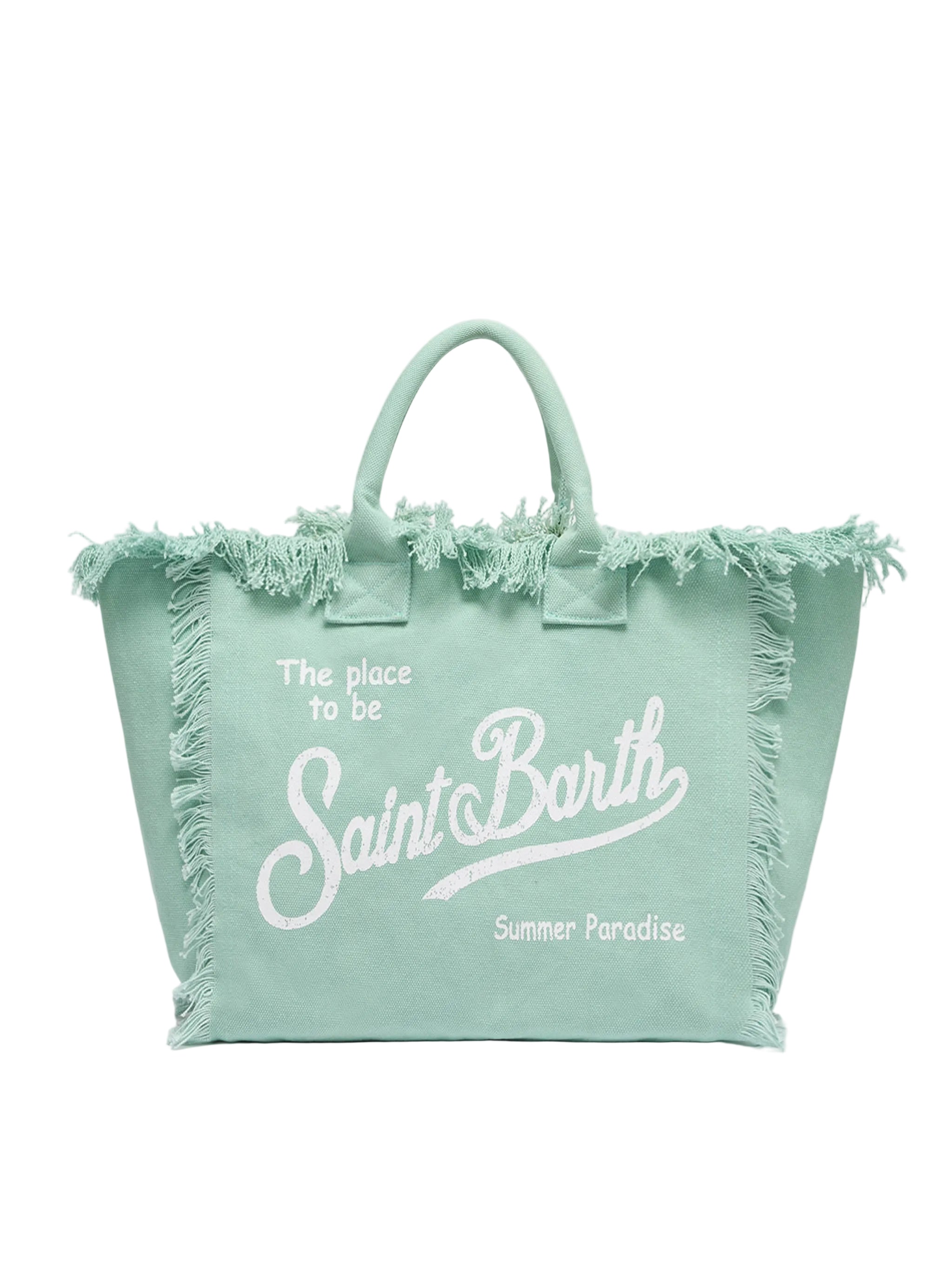 BORSA A SPALLA VANITY IN CANVAS DI COTONE VERDE SALVIA SAINT BARTH