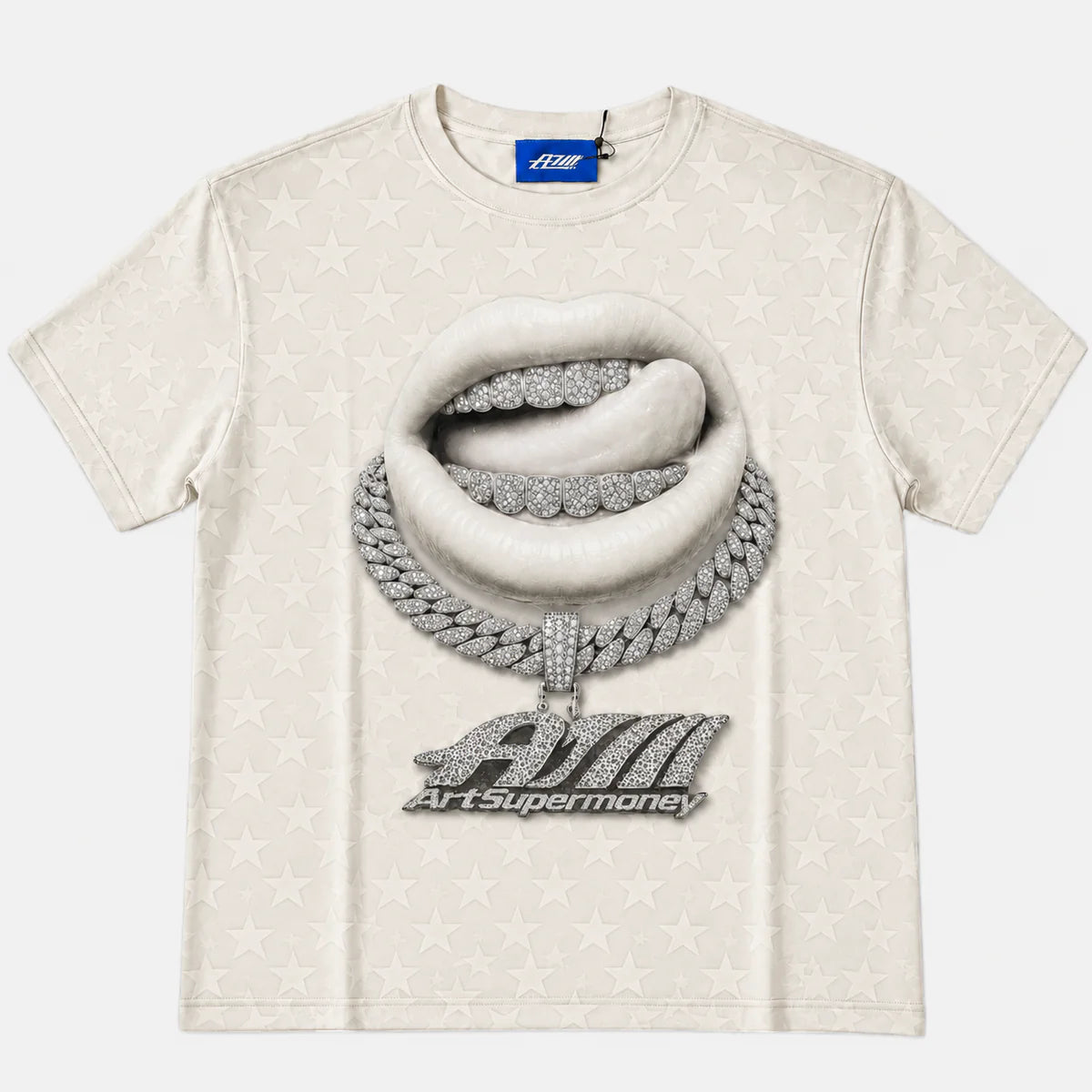 T-SHIRT TEE GRILLZ WHITE LIPS ARTSUPERMONEY