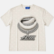 T-SHIRT TEE GRILLZ WHITE LIPS ARTSUPERMONEY
