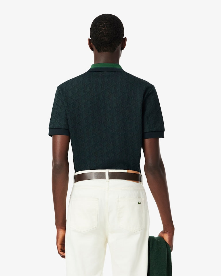 Polo dal taglio classico in jacquard con monogramma LACOSTE