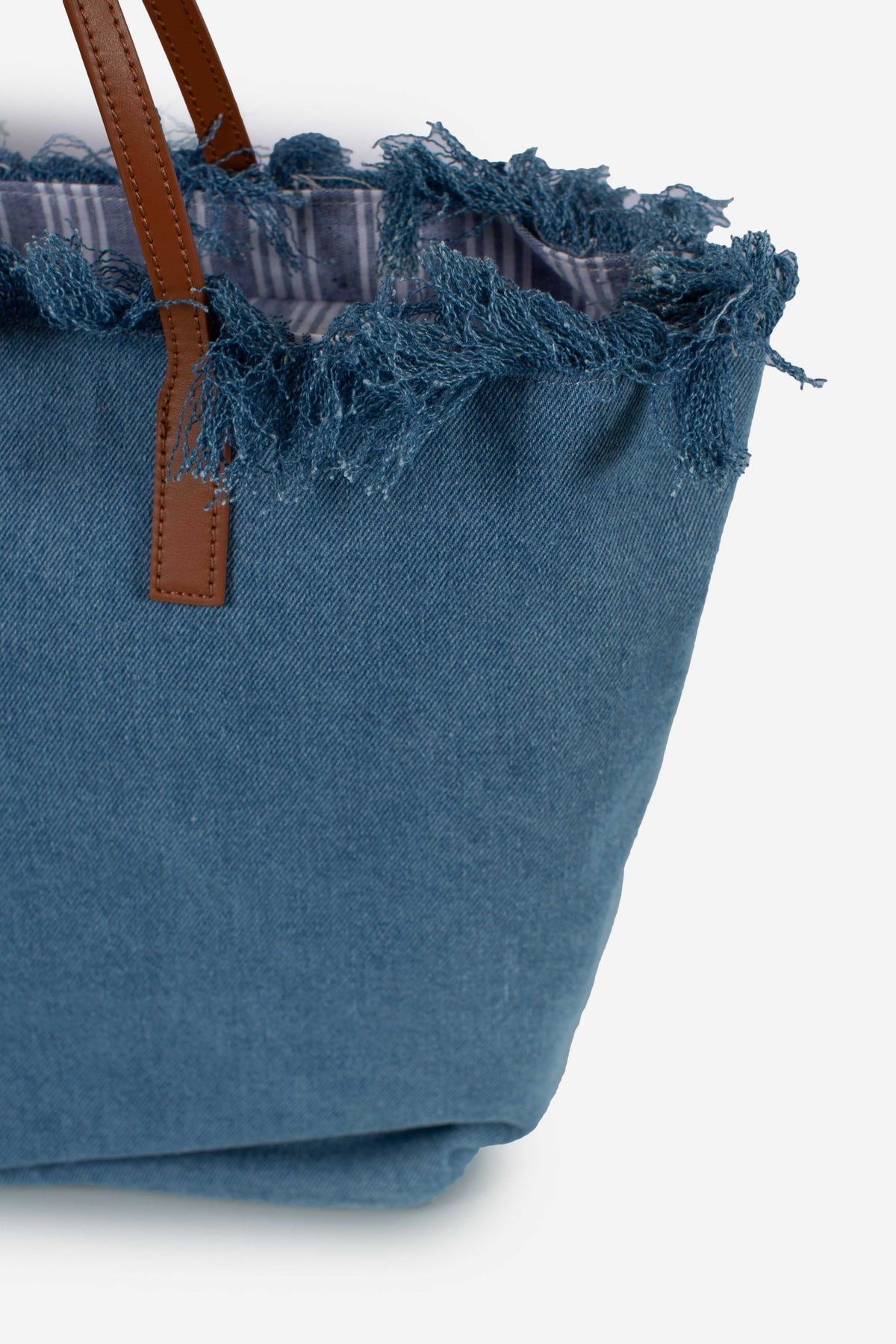 BORSA SHOPPER CITY MEDIUM IN TESSUTO DENIM CON FRANGE SAINT BARTH