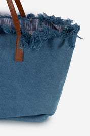 BORSA SHOPPER CITY MEDIUM IN TESSUTO DENIM CON FRANGE SAINT BARTH