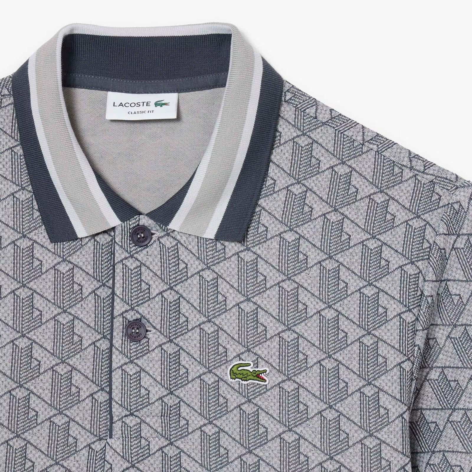 Polo dal taglio classico in jacquard con monogramma LACOSTE
