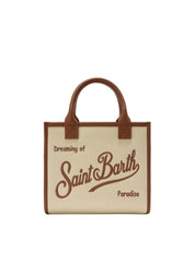 BORSA VANITY MEDIUM IN CANVAS E PELLE MARTELLATA SAINT BARTH