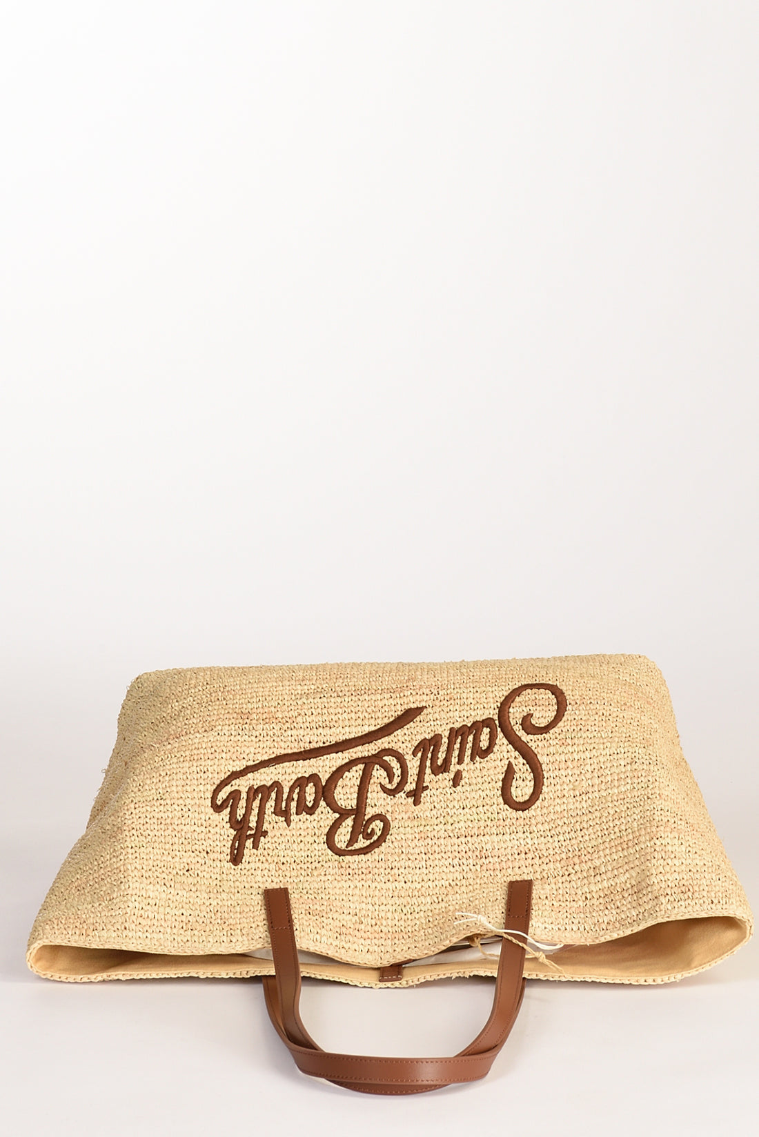 BORSA RAFFIA CON LOGO RICAMATO SAINT BARTH