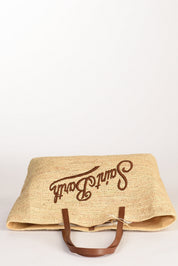 BORSA RAFFIA CON LOGO RICAMATO SAINT BARTH
