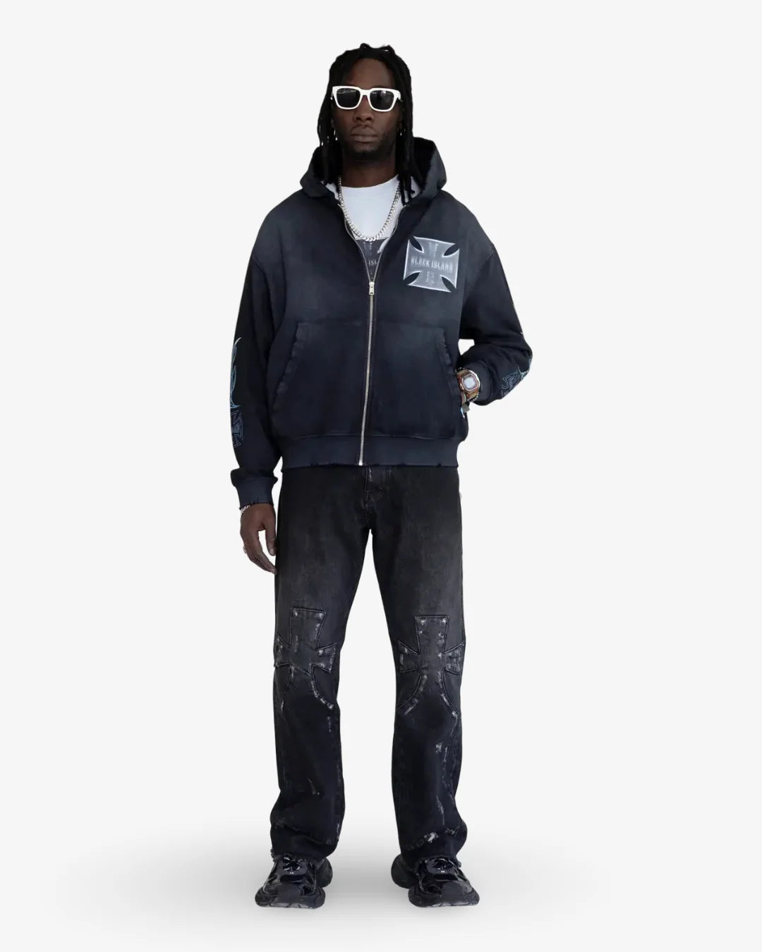 FELPA ZIP BLACK ISLAND