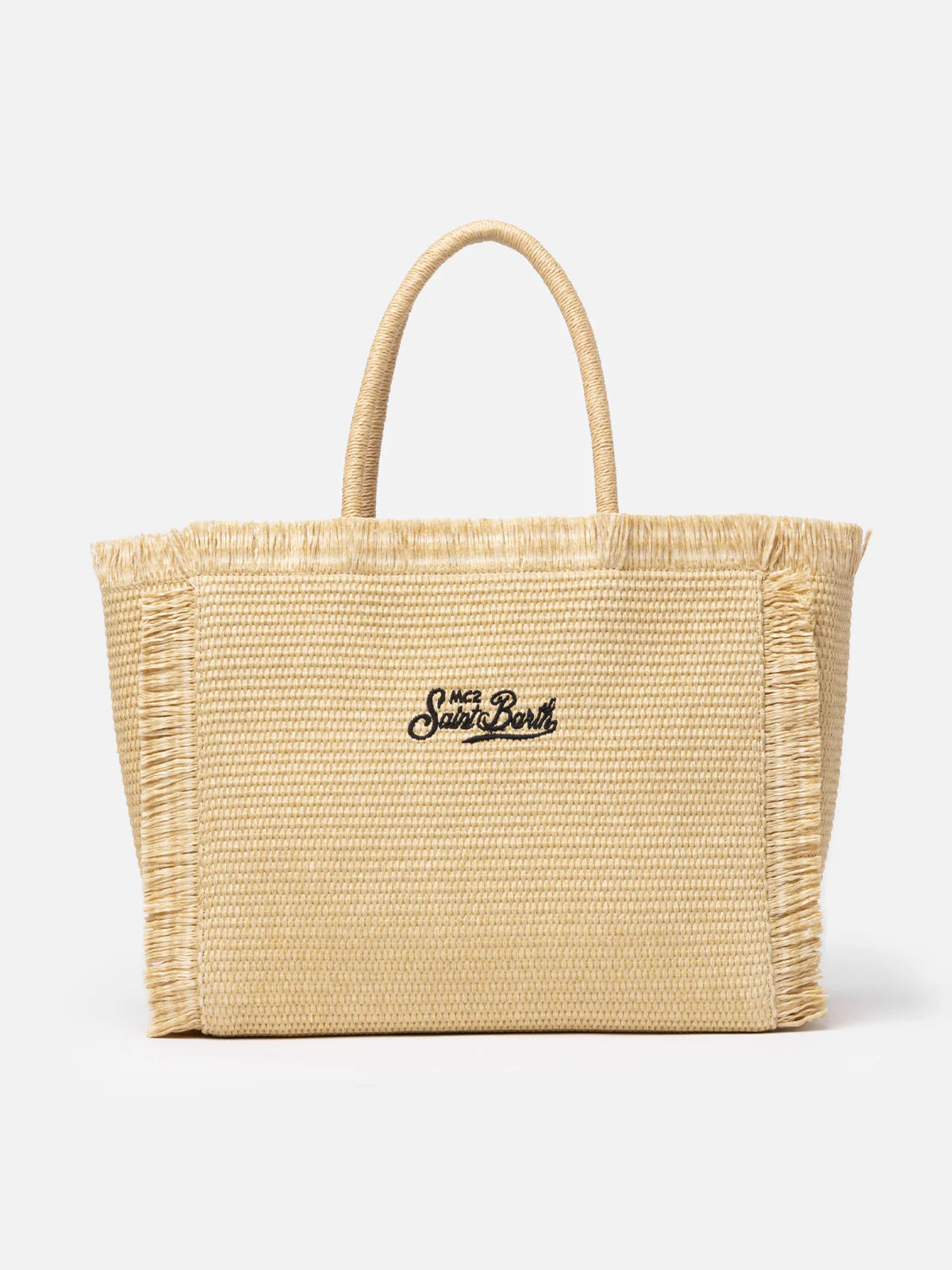 BORSA A SPALLA VANITY EFFETTO PAGLIA BEIGE SAINT BARTH