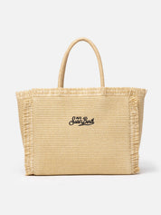 BORSA A SPALLA VANITY EFFETTO PAGLIA BEIGE SAINT BARTH