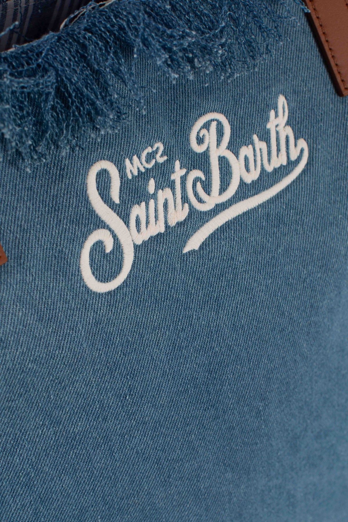 BORSA SHOPPER CITY MEDIUM IN TESSUTO DENIM CON FRANGE SAINT BARTH