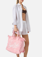 BORSA VANITY REGULAR ROSA IN CANVAS CON FRANGE SAINT BARTH