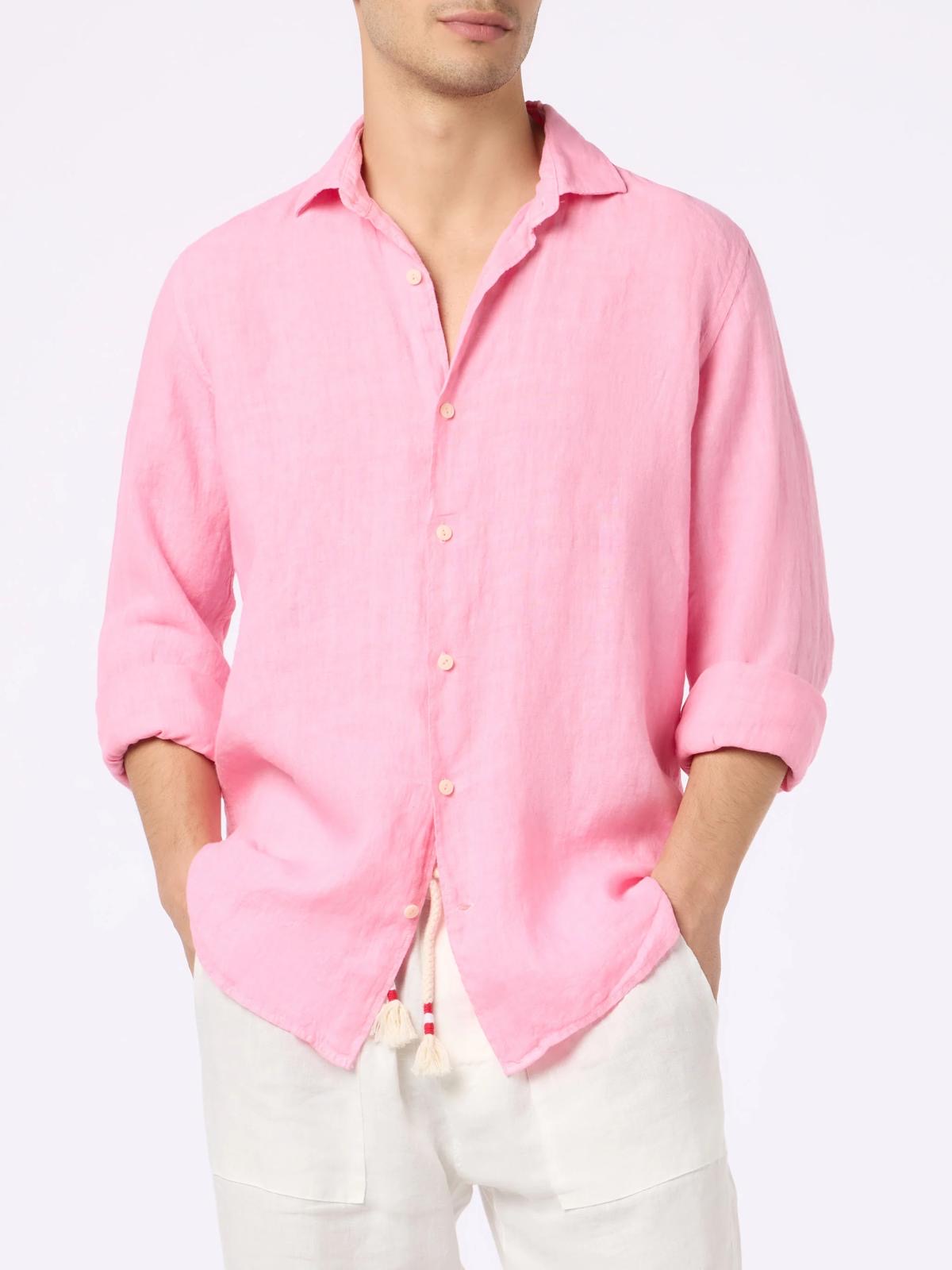 CAMICIA PAMPLONA IN LINO ROSA.