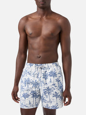 COSTUME MITTELLANGE BADESHORTS GUSTAVIA MIT TOILE-DE-JOUY-PRINT SAINT BARTH