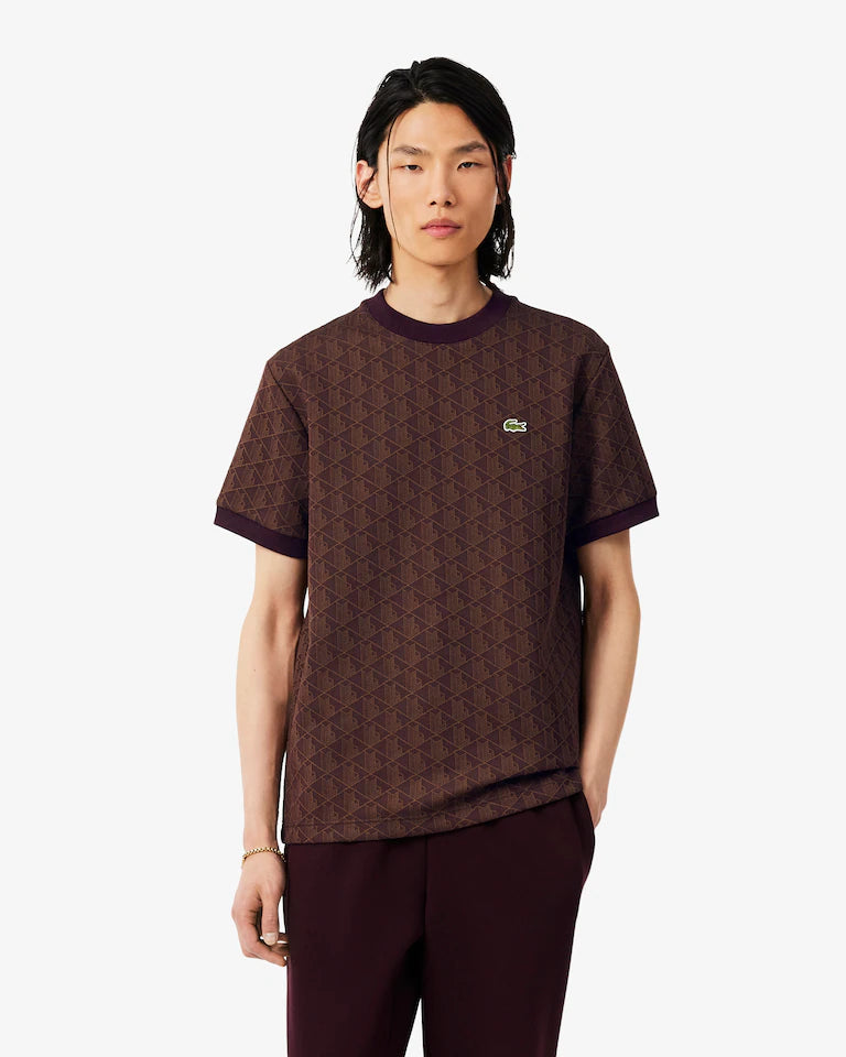 T-shirt slim fit con monogramma jacquard LACOSTE