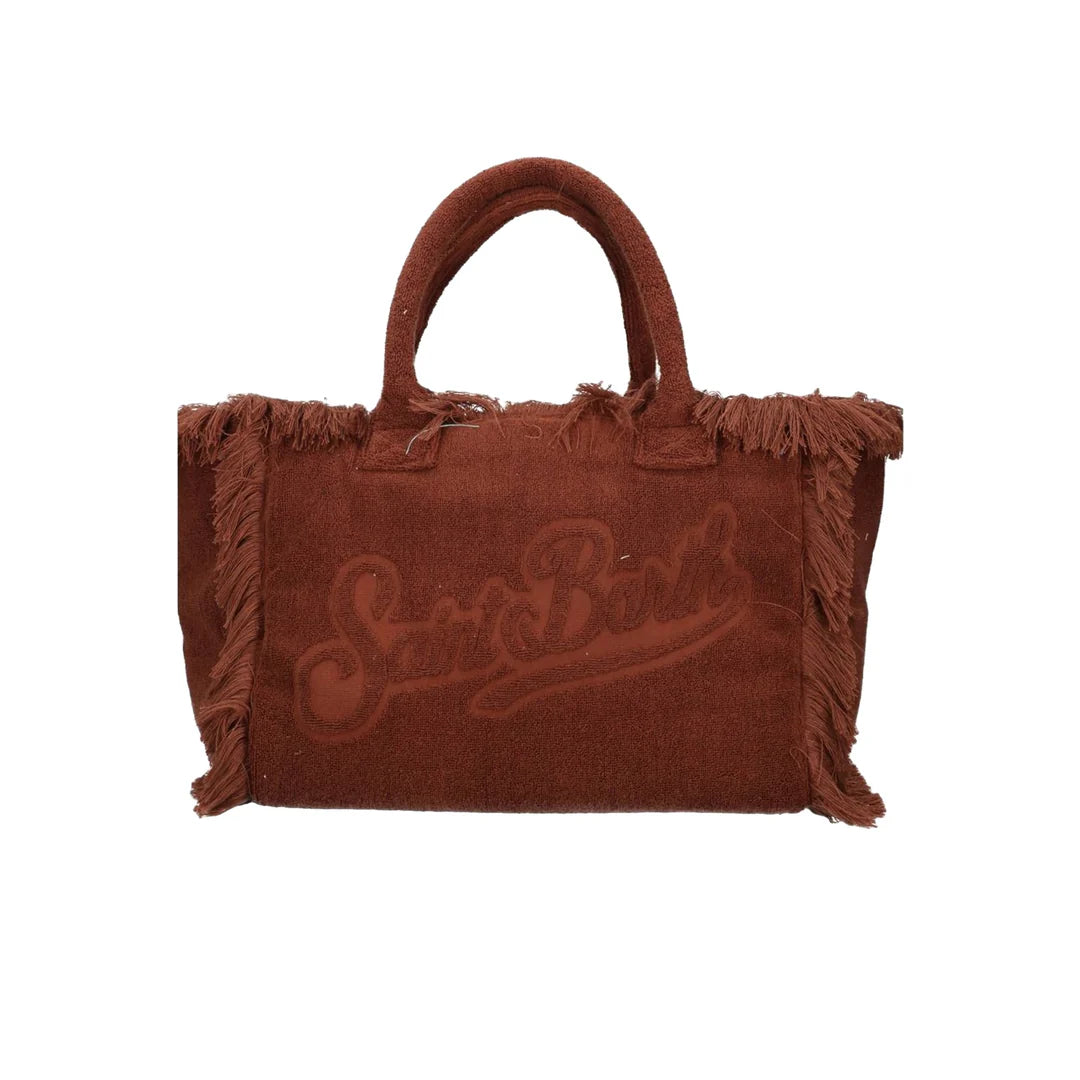 BORSA VANITY REGULAR IN TESSUTO EFFETTO SPUGNA MARRONE TINTA UNITA