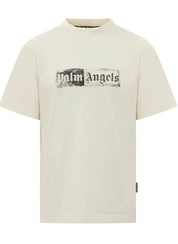 T-Shirt Con Logo A Timbro PALM ANGELS