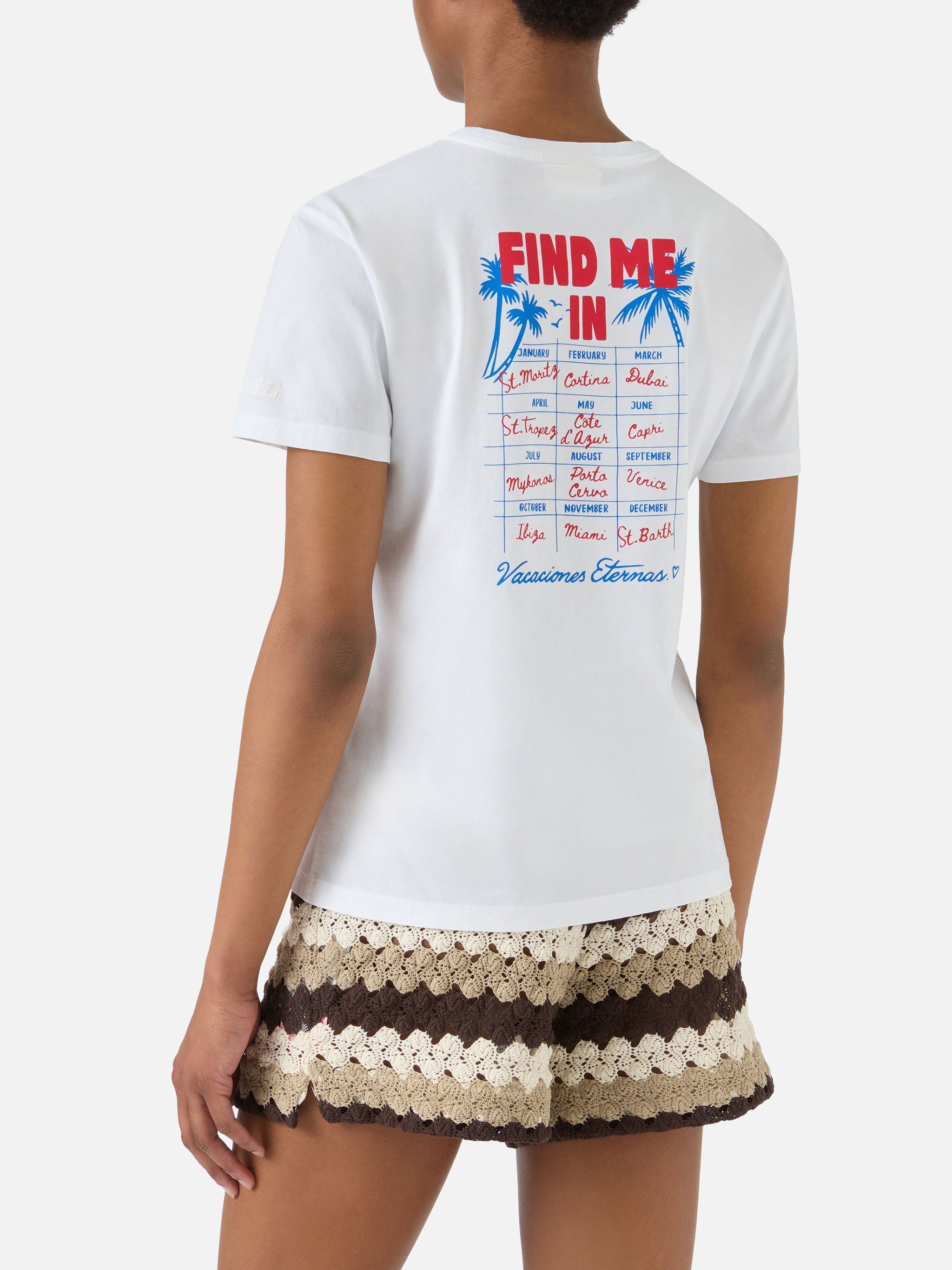 T-SHIRT EMILIE BIANCA CON STAMPA FIND ME IN VACATION SAINT BARTH
