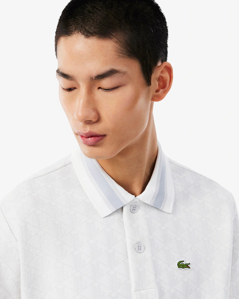 Polo dal taglio classico in jacquard con monogramma LACOSTE