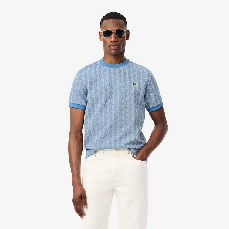 T-shirt slim fit con monogramma jacquard LA COSTE