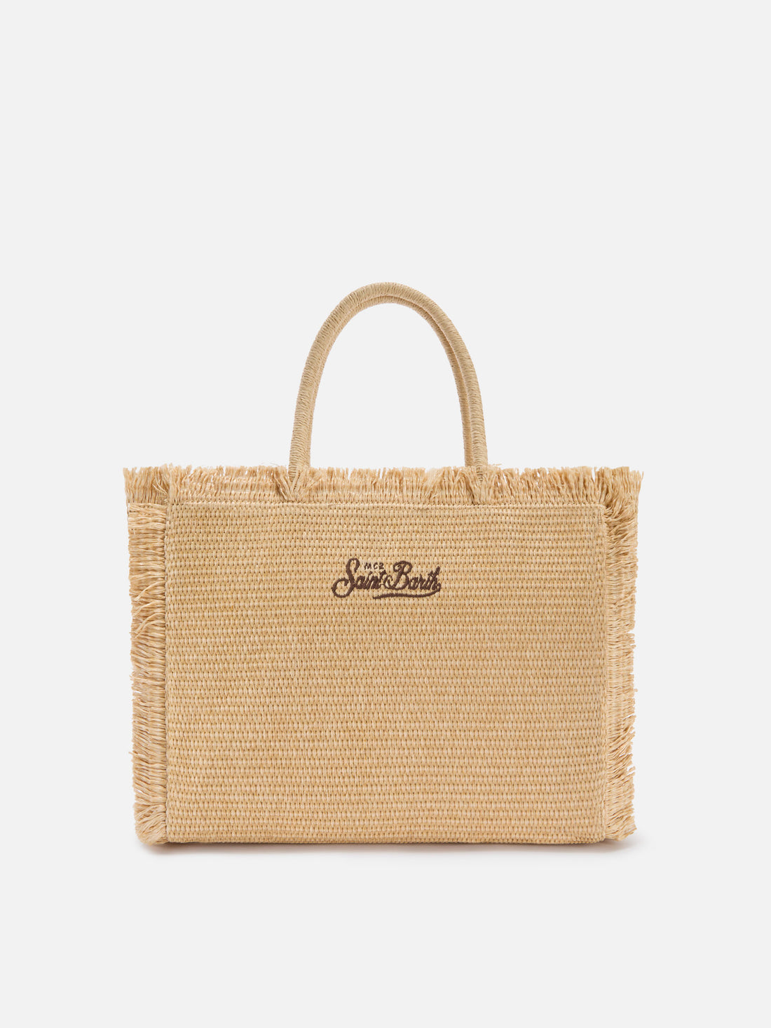 BORSA VANITY REGULAR EFFETTO PAGLIA CON RICAMO PALME SAINT BARTH