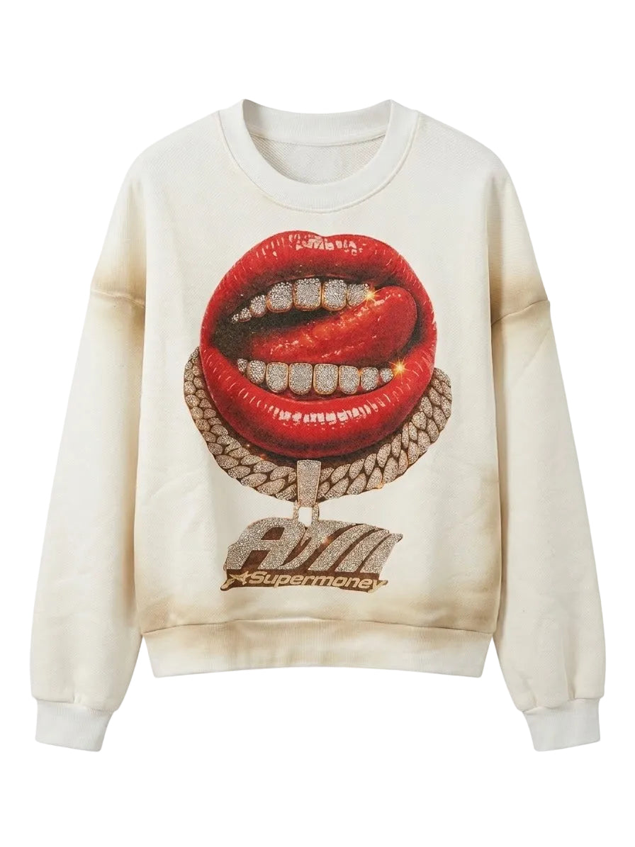 FELPA GIROCOLLO GRILLZ BLACK VERSION SIMPLY HOODIE ARTSUPERMONEY