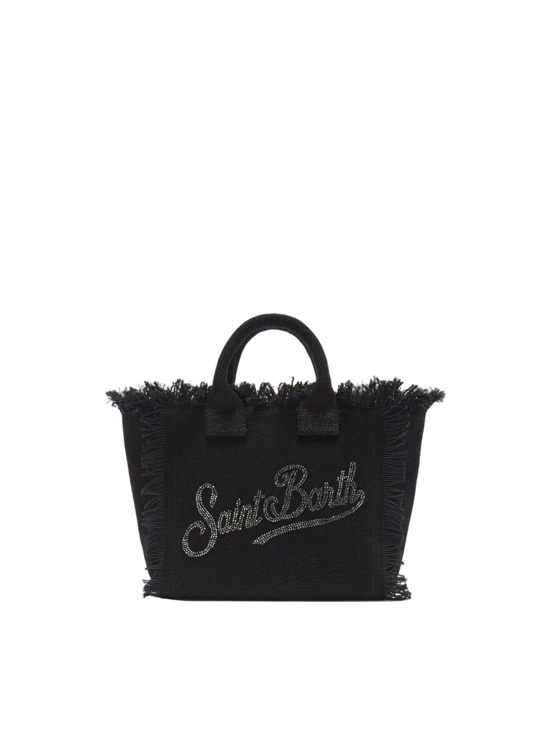 BORSA VANITY MINI IN CANVAS NERA CON LOGO IN STRASS SAINT BARTH