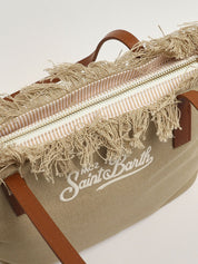 BORSA SHOPPER CITY MEDIUM BEIGE IN CANVAS CON FRANGE SAINT BARTH