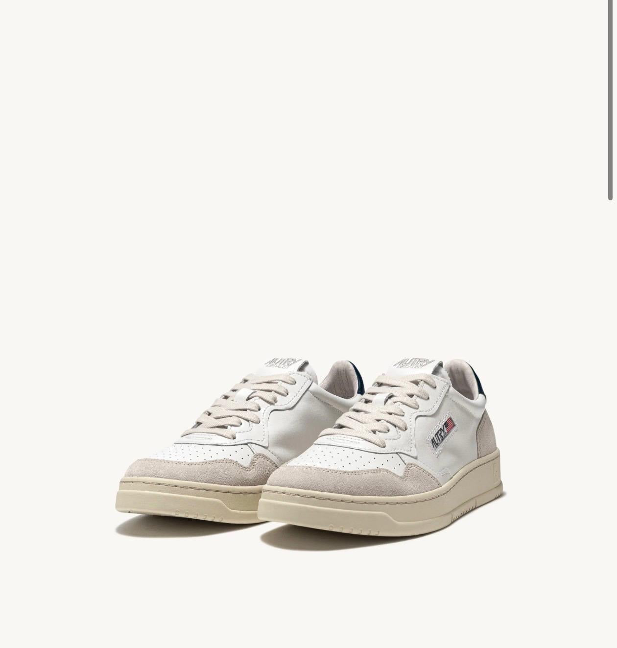 SCARPE SNEAKERS MEDALIST LOW IN PELLE BIANCA E BLU E SUEDE BEIGE
